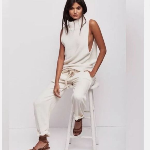 Free People Isla Ottoman Slouchy Ribbed Knit Tunic Sweater Top Mock Neck Boho S - Picture 1 of 11